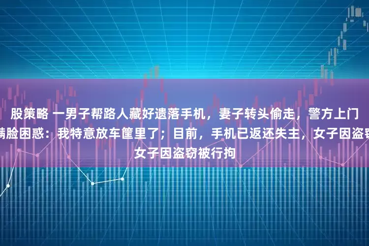股策略 一男子帮路人藏好遗落手机，妻子转头偷走，警方上门时男子满脸困惑：我特意放车筐里了；目前，手机已返还失主，女子因盗窃被行拘